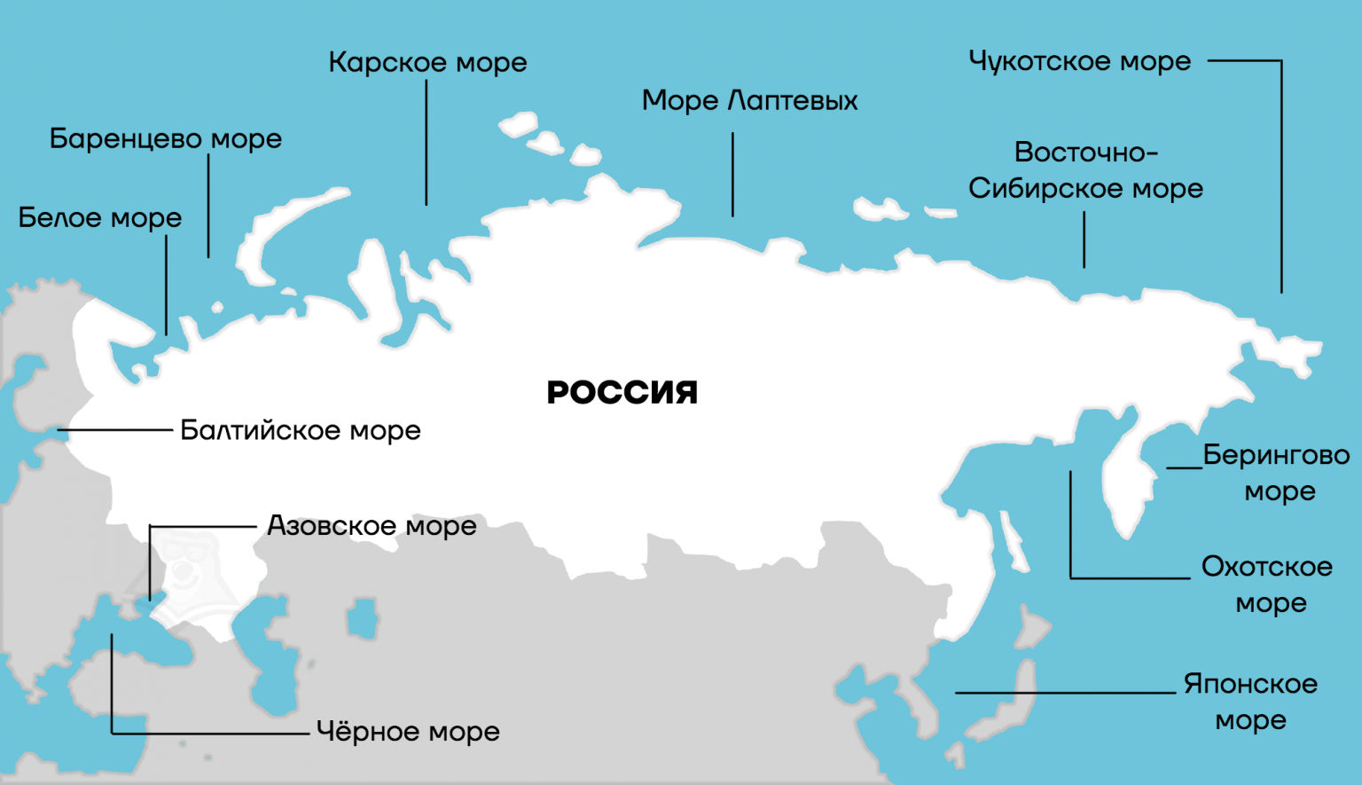 Моря омывающие берега россии карта